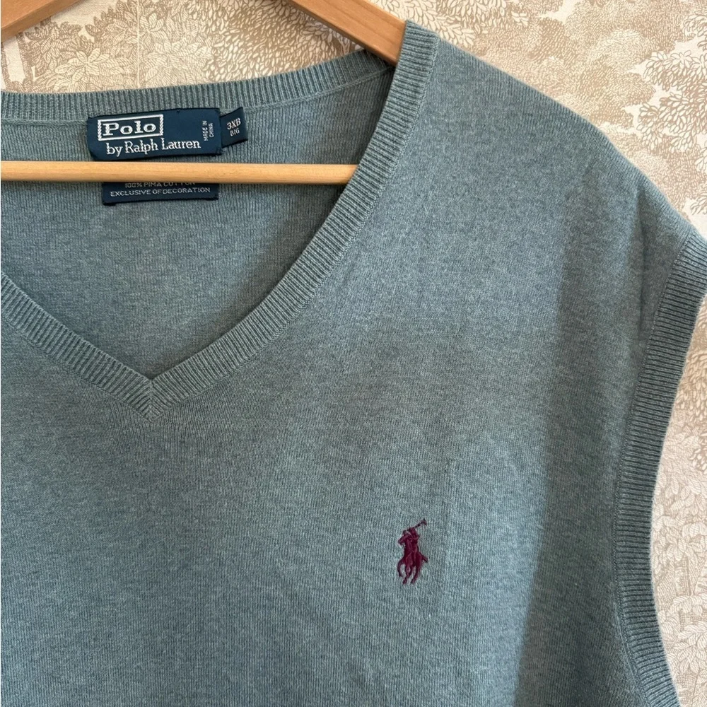 Ralph Lauren Men's Teal V-Neck Sweater Vest
